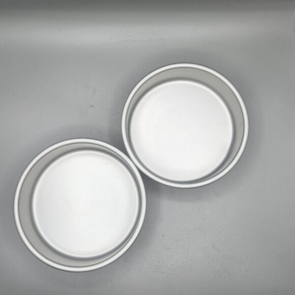 Aluminum Cake Pans 6x2 Silver Baking Sunny Side Up Bakery Round Small Set of 2 - Picture 2 of 6